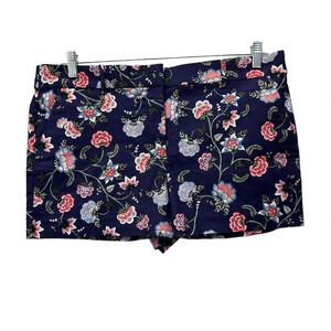 Loft Riviera Shorts Blue Floral Print Size 14 Petite New With Tags